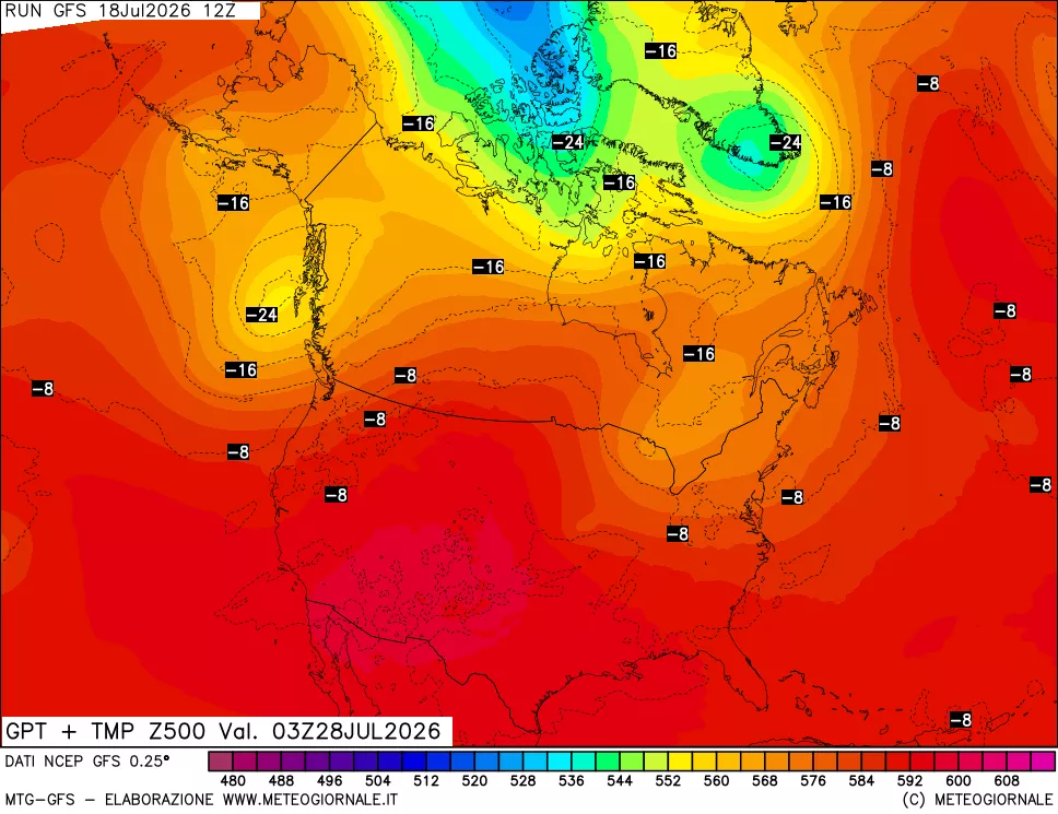 mappa 500 hPa GPT + Temp