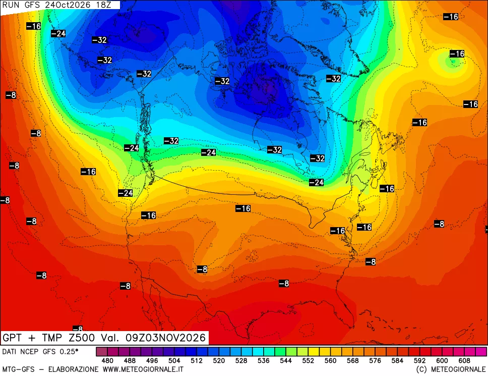 mappa 500 hPa GPT + Temp