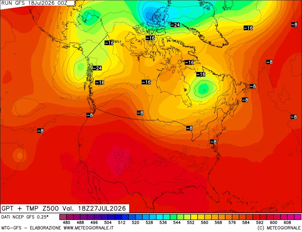 mappa 500 hPa GPT + Temp
