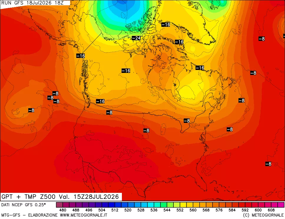 mappa 500 hPa GPT + Temp