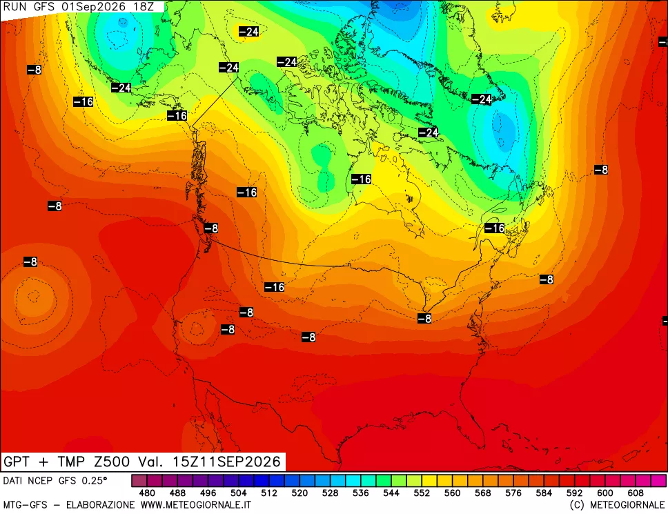 mappa 500 hPa GPT + Temp