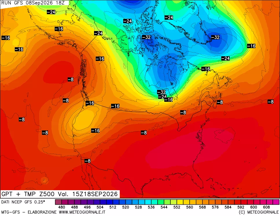mappa 500 hPa GPT + Temp