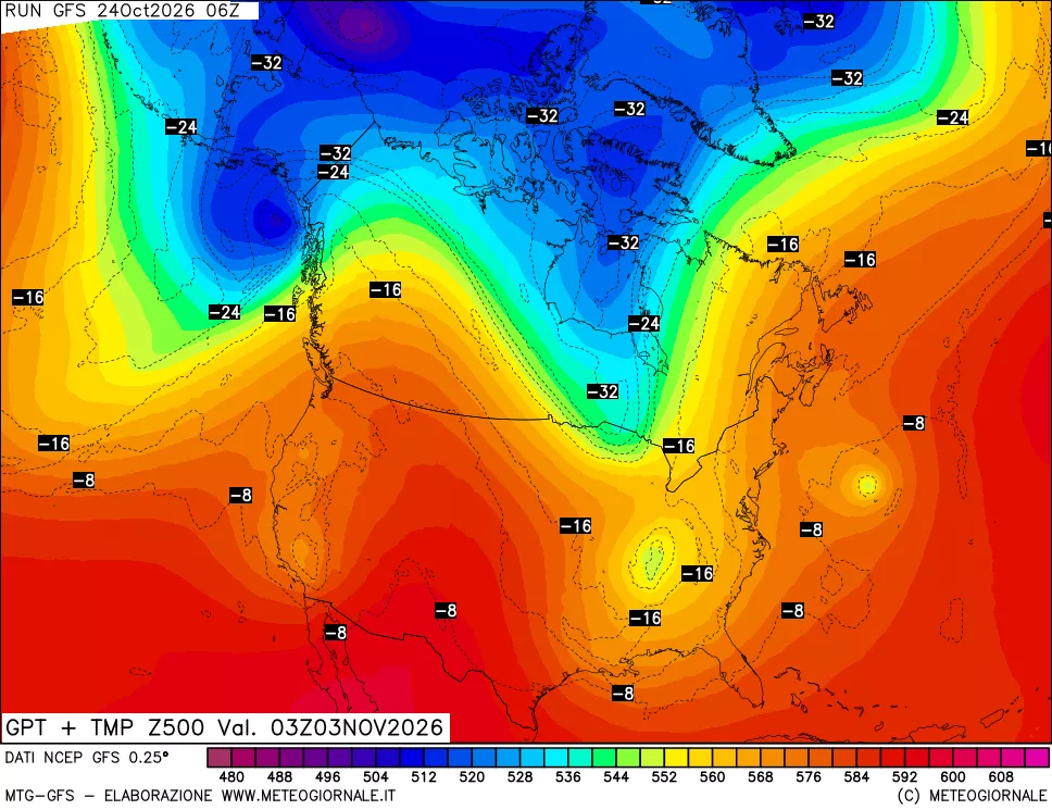 mappa 500 hPa GPT + Temp