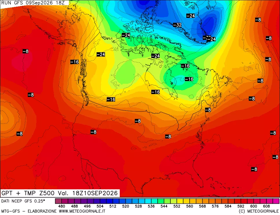 mappa 500 hPa GPT + Temp