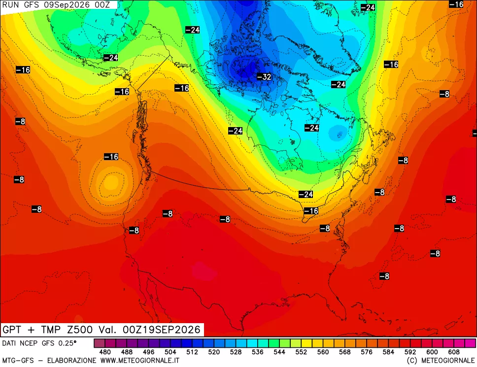 mappa 500 hPa GPT + Temp