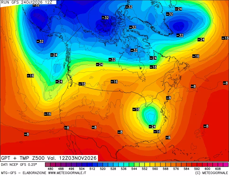 mappa 500 hPa GPT + Temp