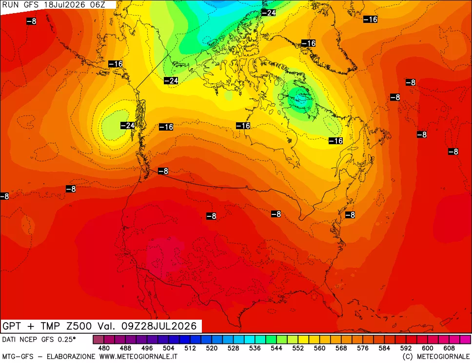 mappa 500 hPa GPT + Temp