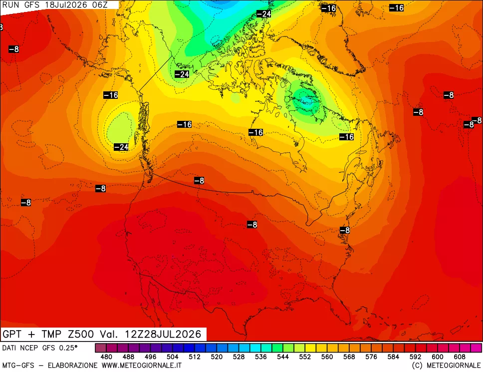mappa 500 hPa GPT + Temp