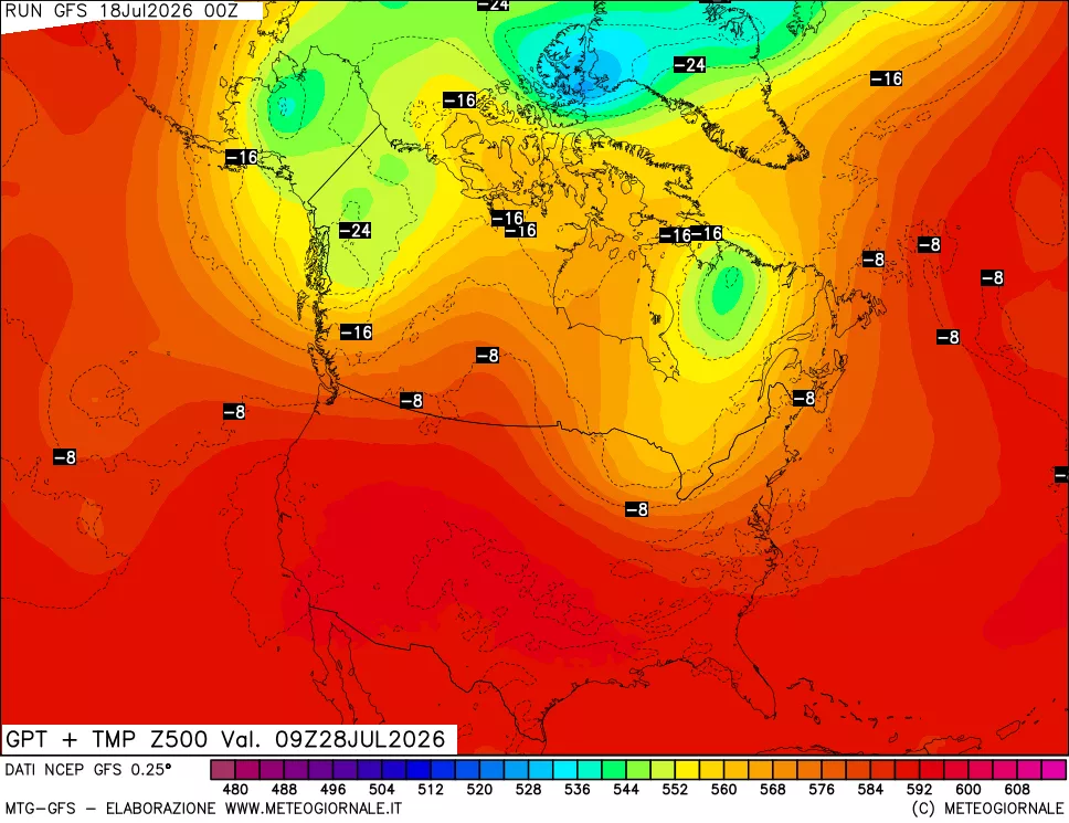 mappa 500 hPa GPT + Temp