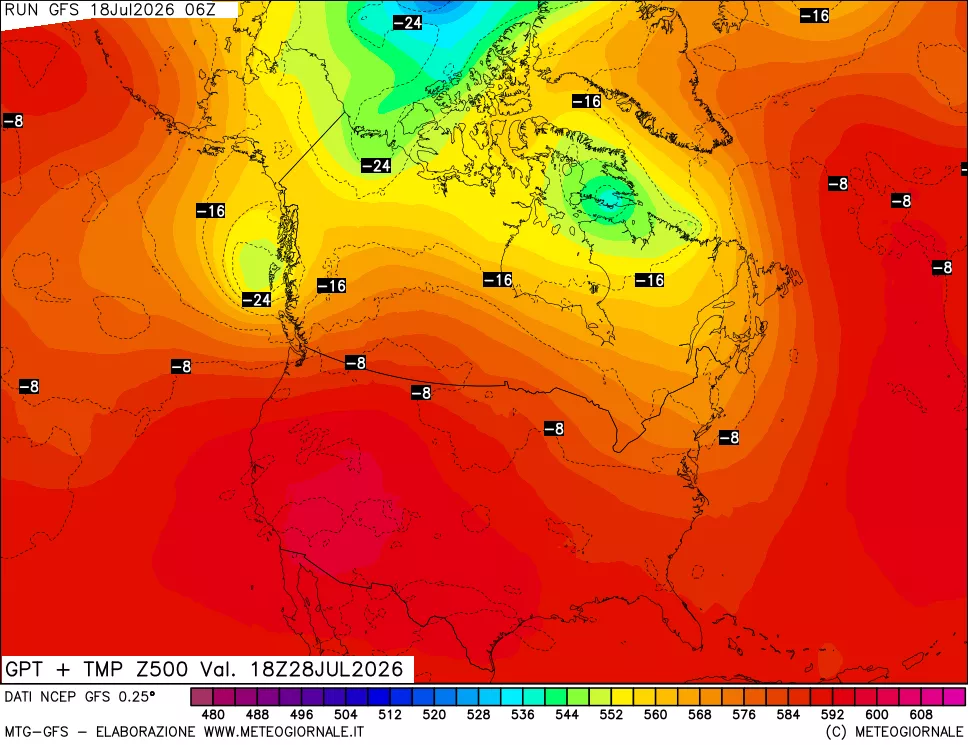 mappa 500 hPa GPT + Temp