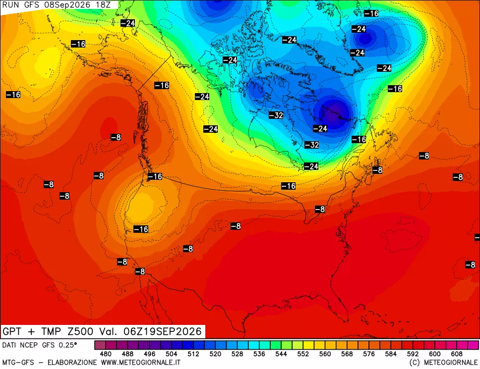 mappa 500 hPa GPT + Temp