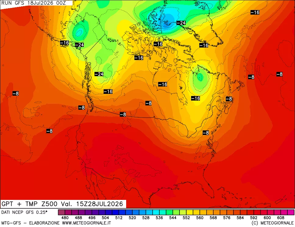 mappa 500 hPa GPT + Temp