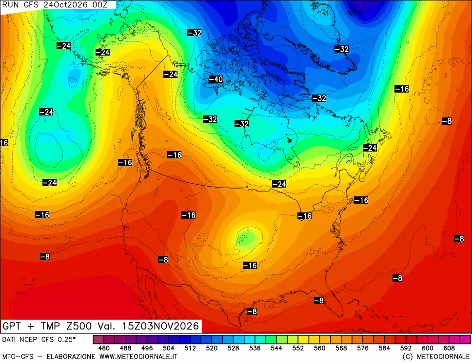 mappa 500 hPa GPT + Temp