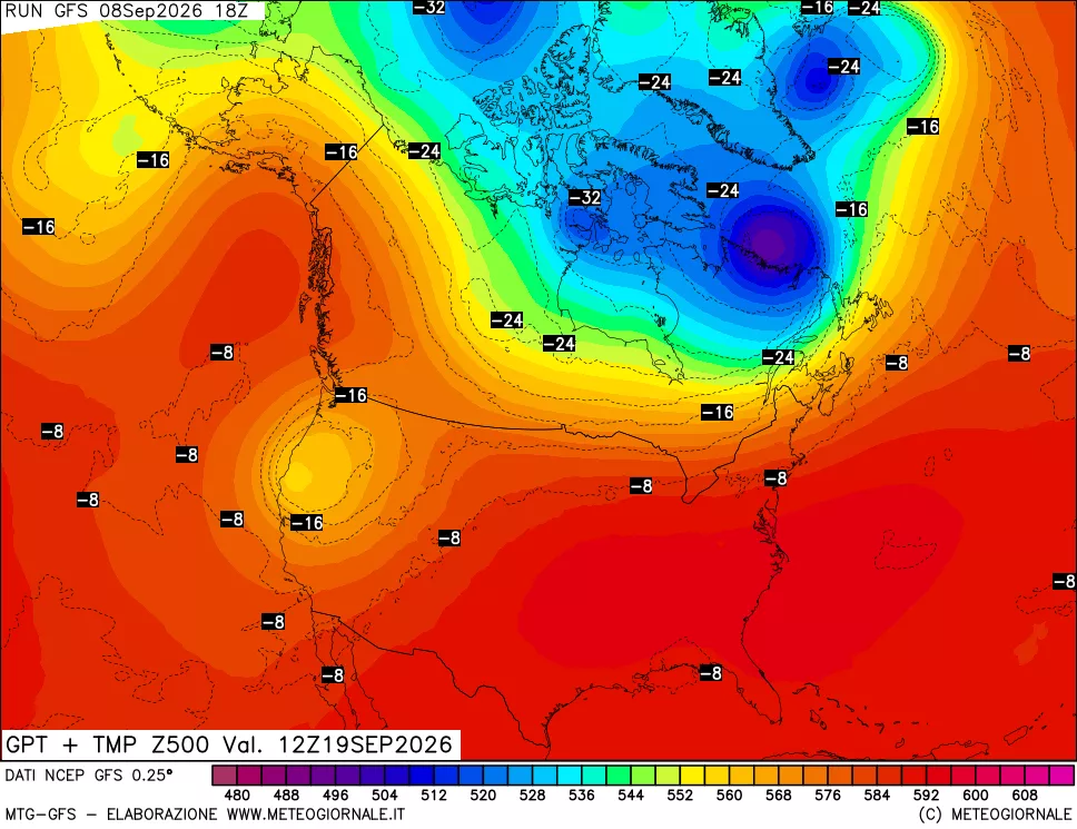 mappa 500 hPa GPT + Temp