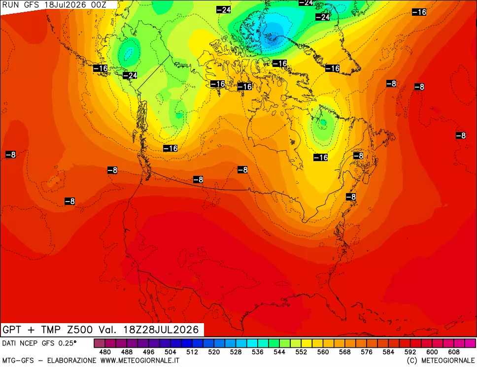 mappa 500 hPa GPT + Temp