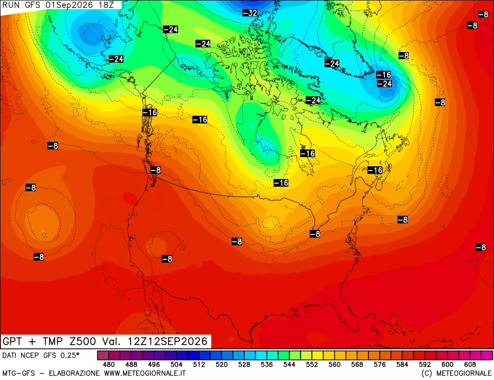 mappa 500 hPa GPT + Temp