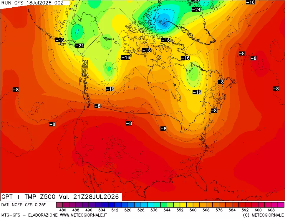mappa 500 hPa GPT + Temp