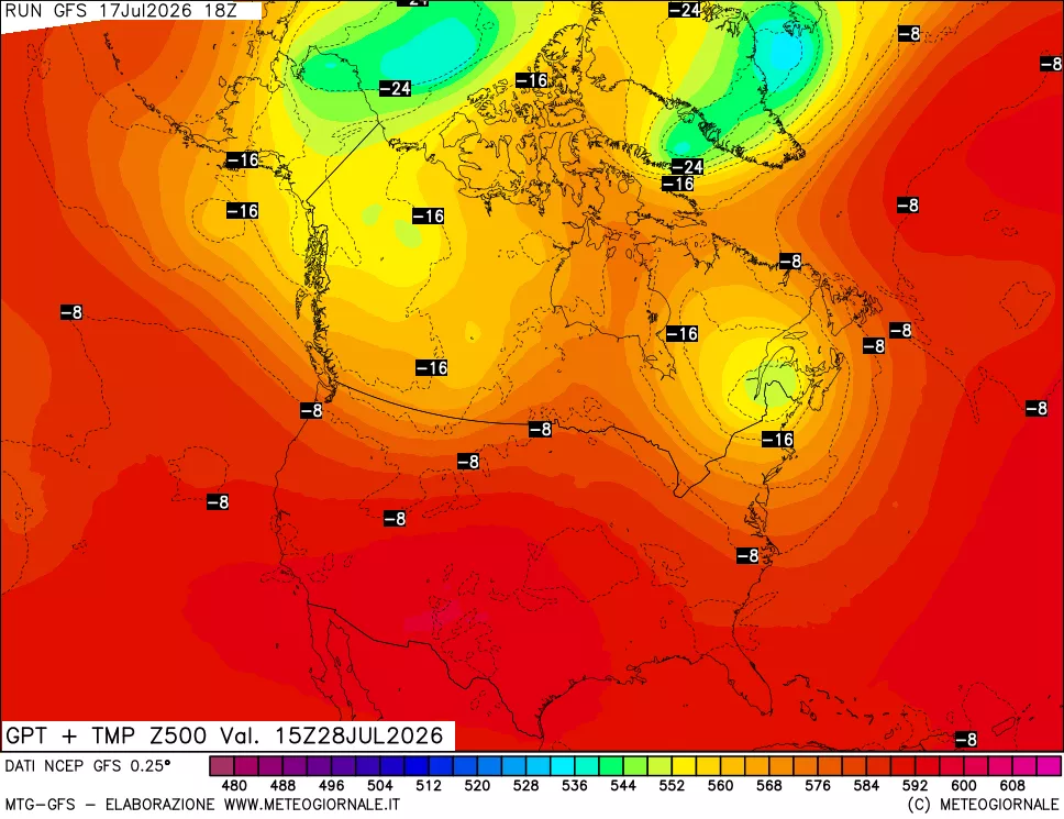 mappa 500 hPa GPT + Temp