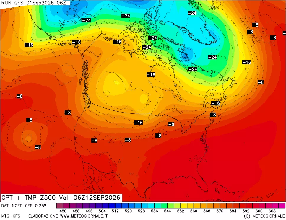 mappa 500 hPa GPT + Temp