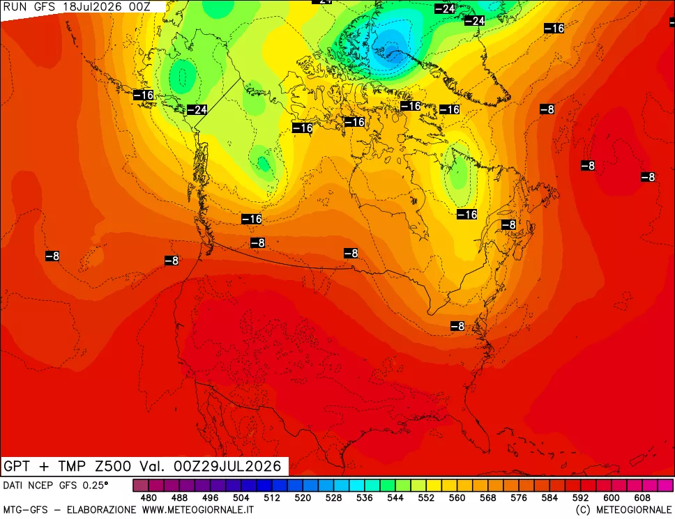 mappa 500 hPa GPT + Temp