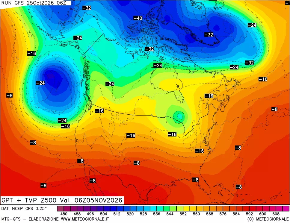 mappa 500 hPa GPT + Temp