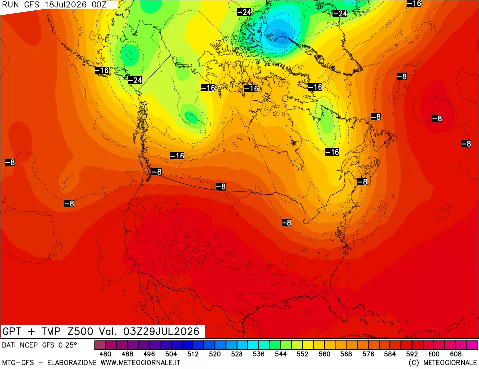 mappa 500 hPa GPT + Temp