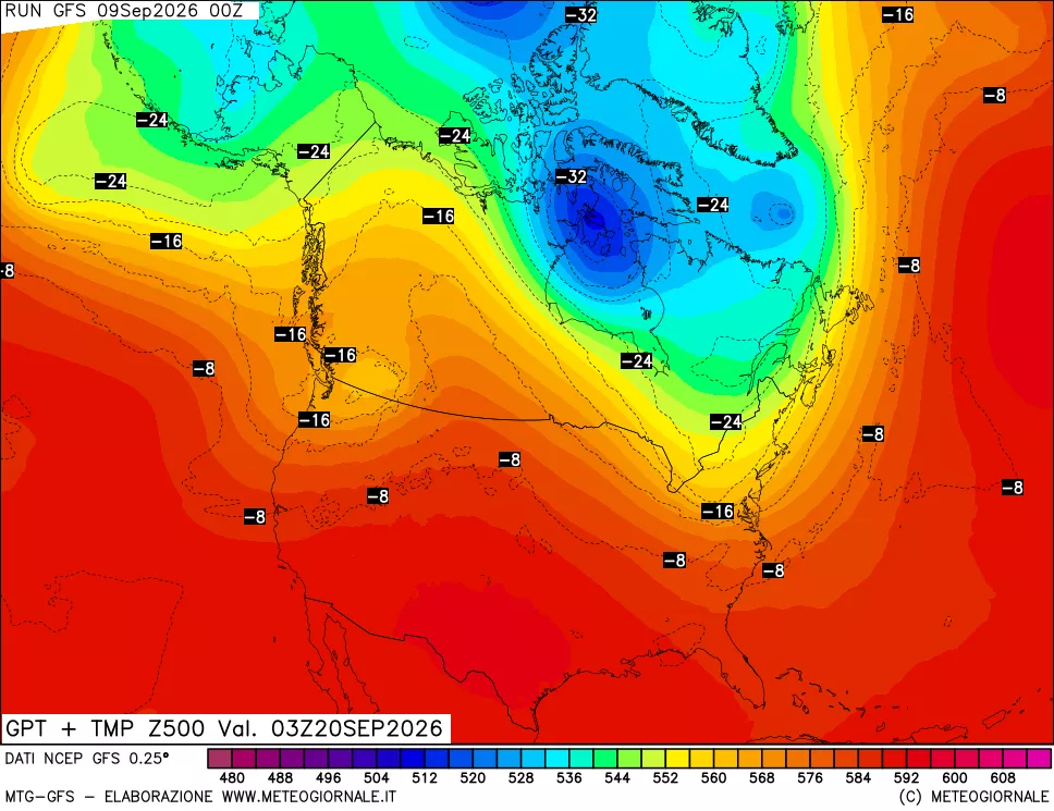 mappa 500 hPa GPT + Temp