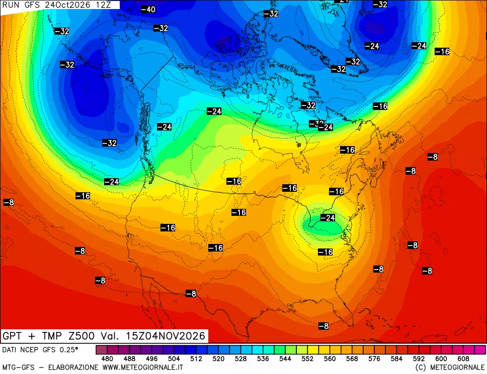 mappa 500 hPa GPT + Temp