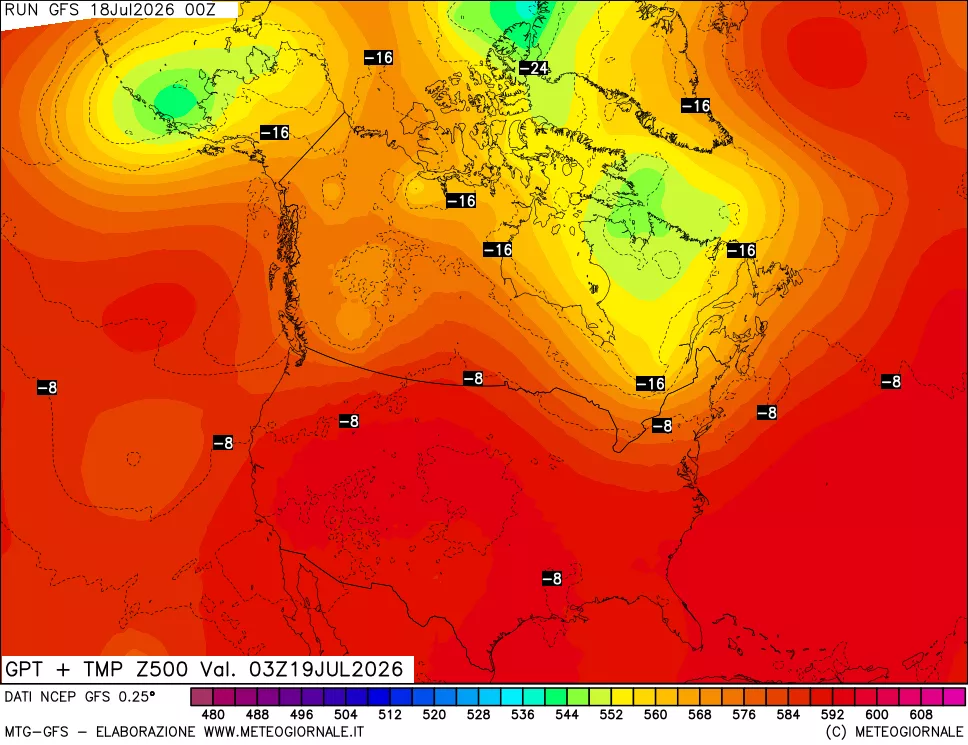 mappa 500 hPa GPT + Temp
