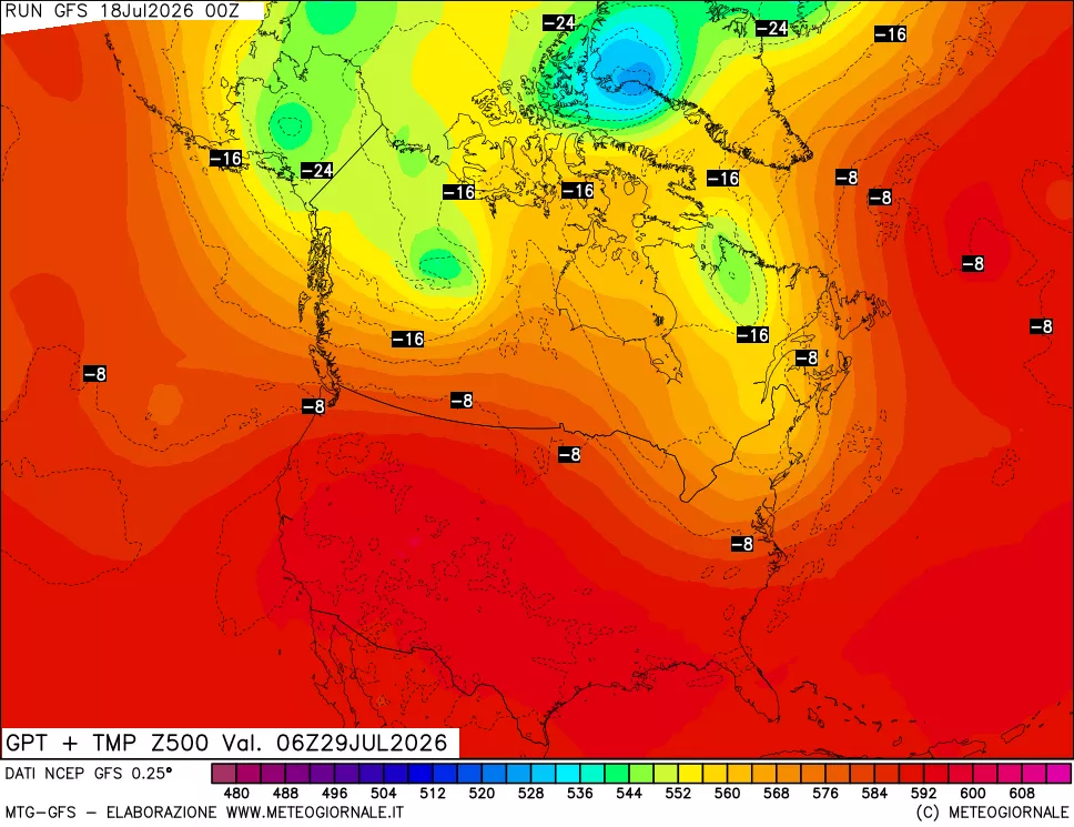 mappa 500 hPa GPT + Temp