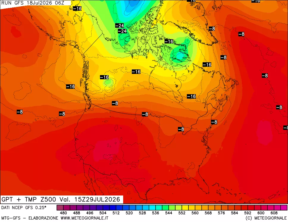 mappa 500 hPa GPT + Temp