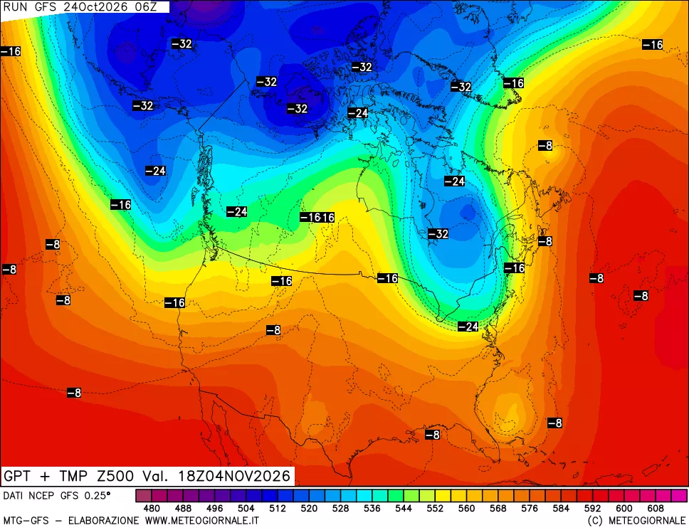 mappa 500 hPa GPT + Temp