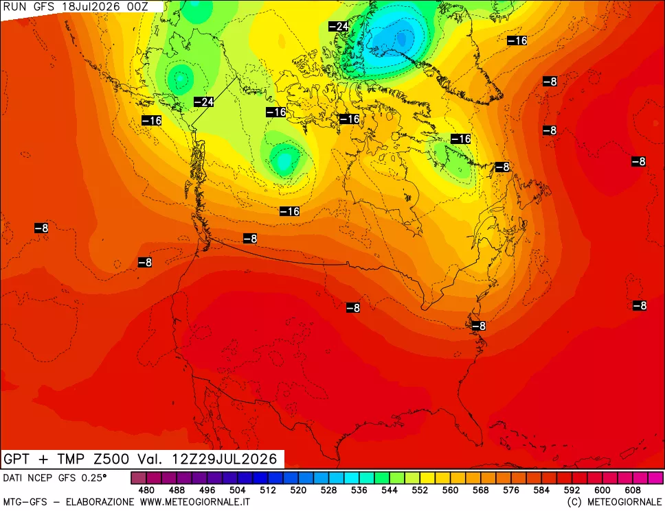mappa 500 hPa GPT + Temp