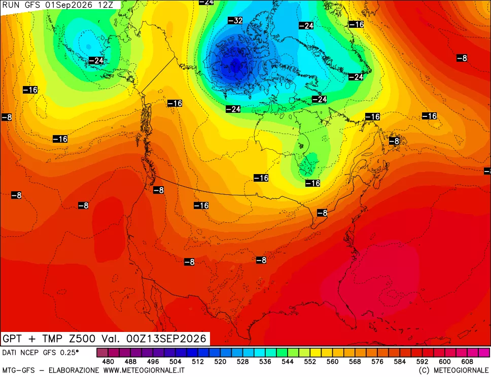 mappa 500 hPa GPT + Temp