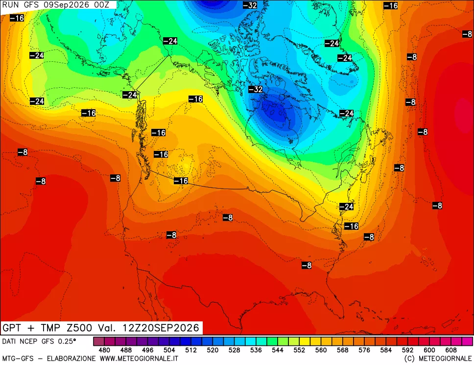 mappa 500 hPa GPT + Temp