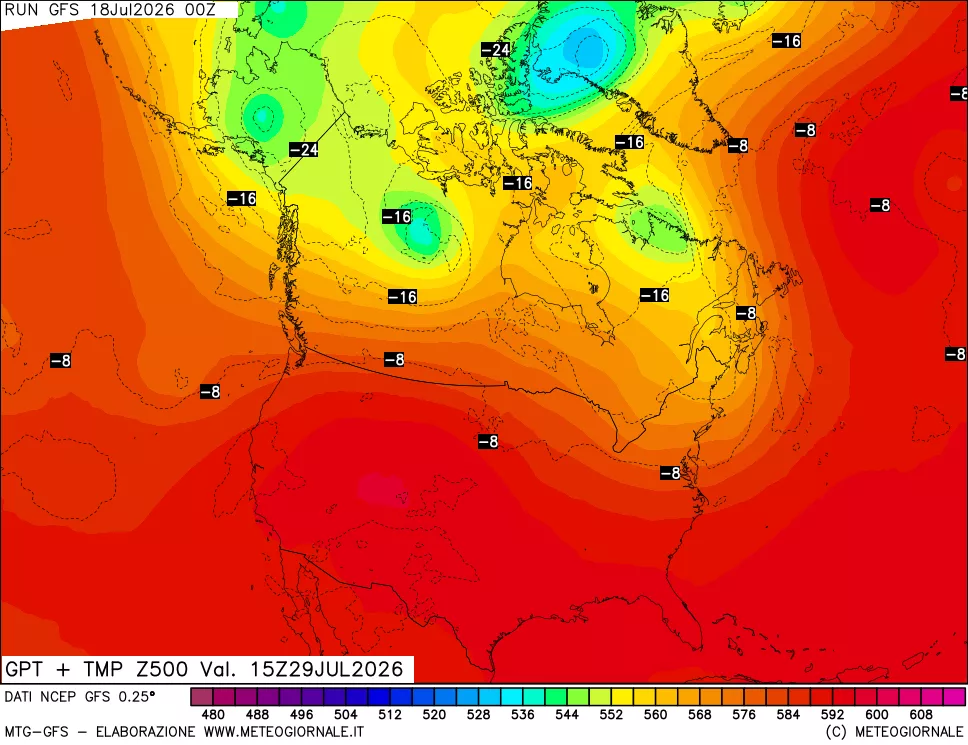 mappa 500 hPa GPT + Temp