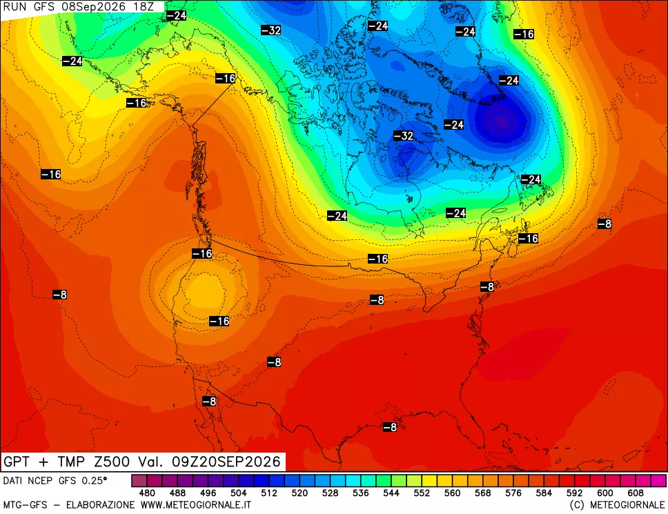 mappa 500 hPa GPT + Temp