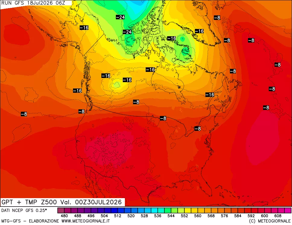 mappa 500 hPa GPT + Temp