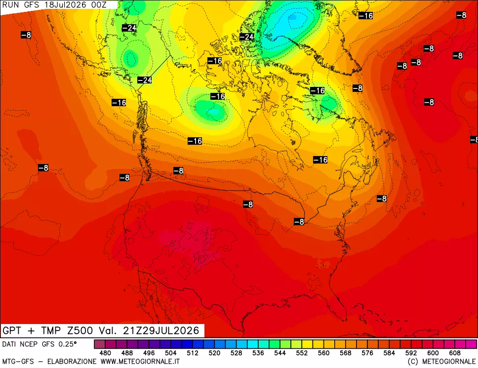 mappa 500 hPa GPT + Temp