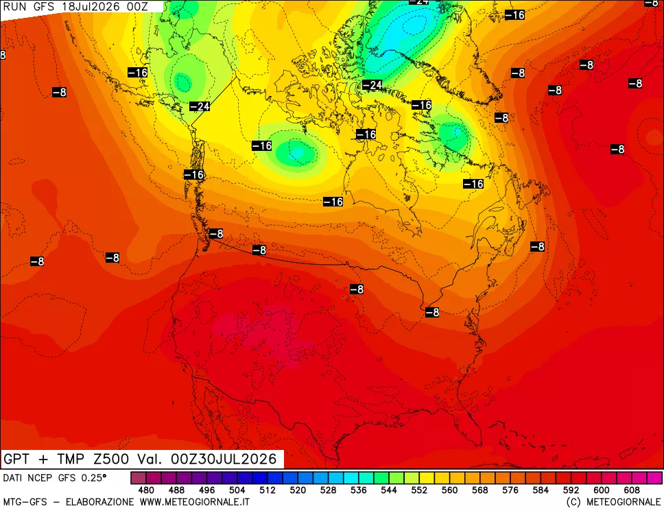 mappa 500 hPa GPT + Temp
