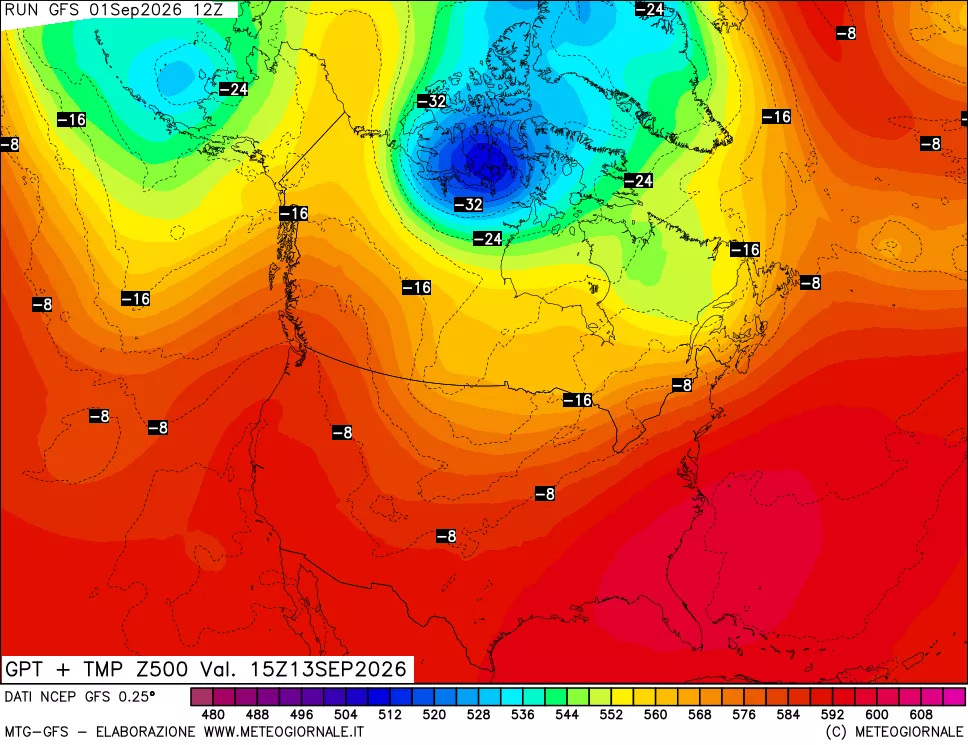 mappa 500 hPa GPT + Temp