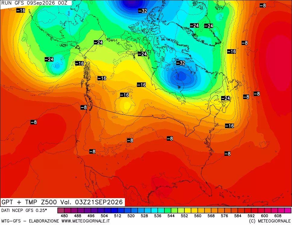 mappa 500 hPa GPT + Temp