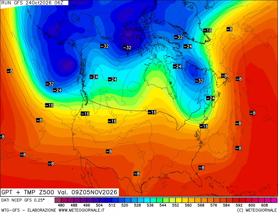 mappa 500 hPa GPT + Temp