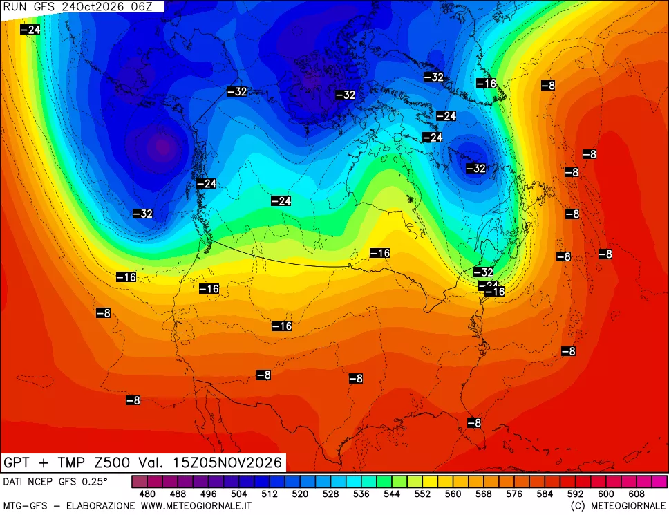 mappa 500 hPa GPT + Temp