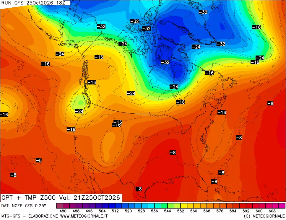 mappa 500 hPa GPT + Temp