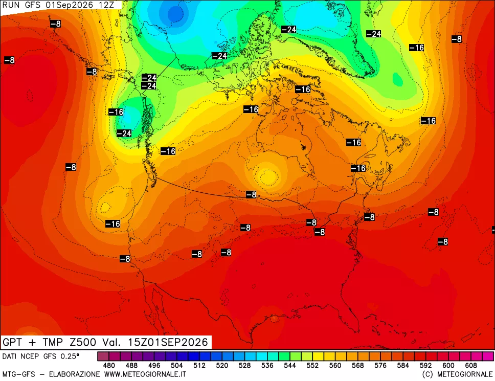 mappa 500 hPa GPT + Temp