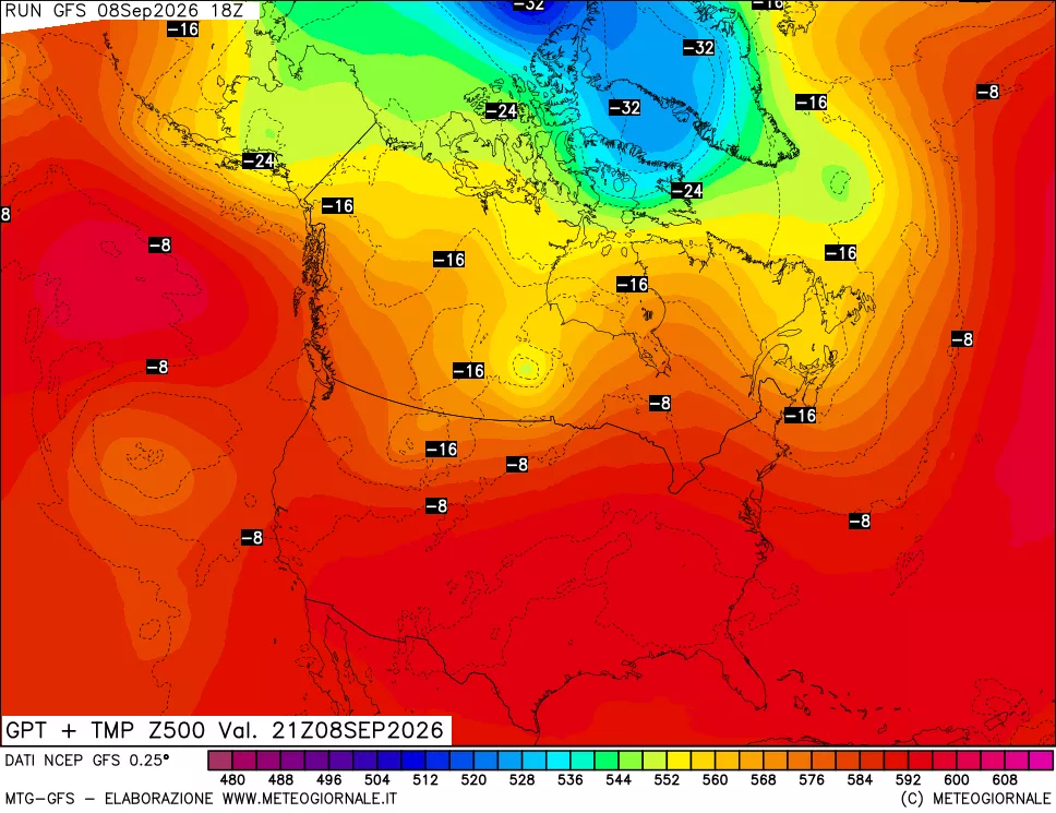 mappa 500 hPa GPT + Temp