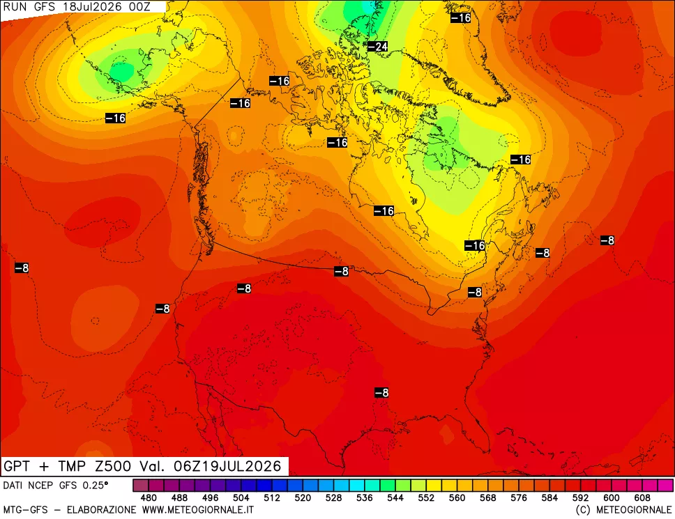 mappa 500 hPa GPT + Temp