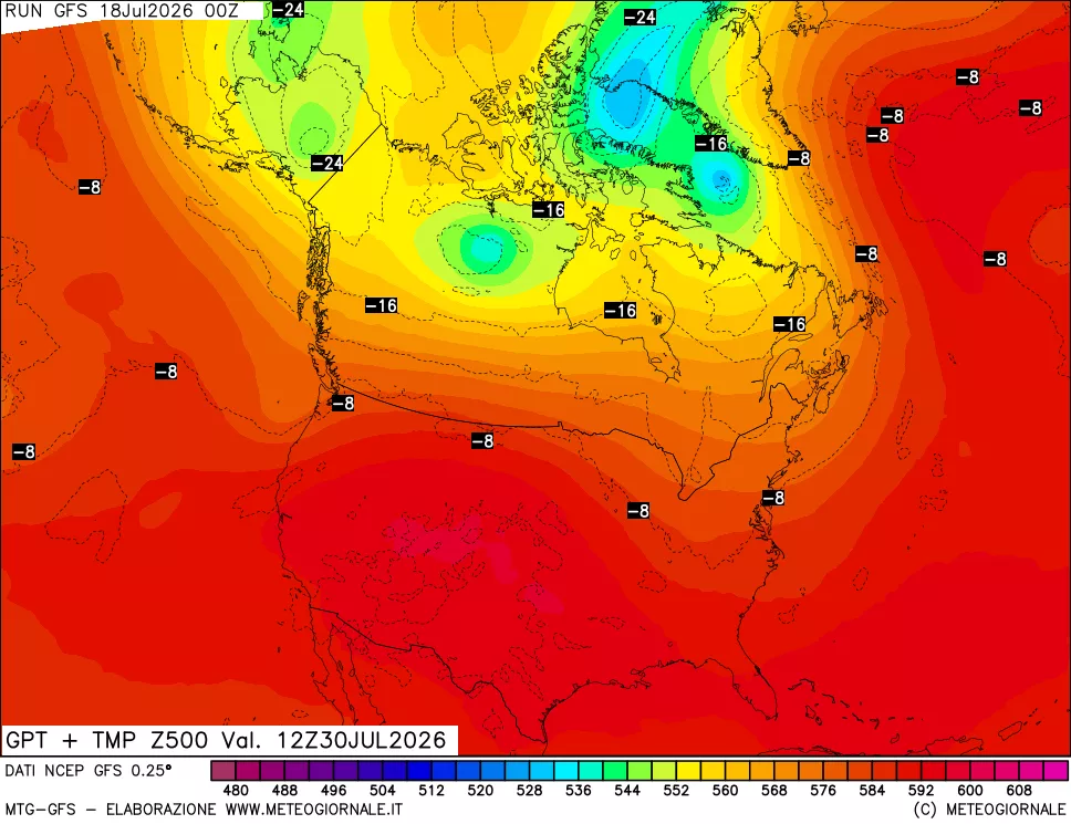 mappa 500 hPa GPT + Temp