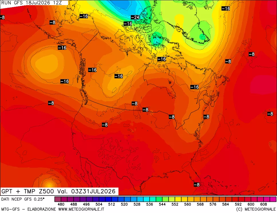 mappa 500 hPa GPT + Temp